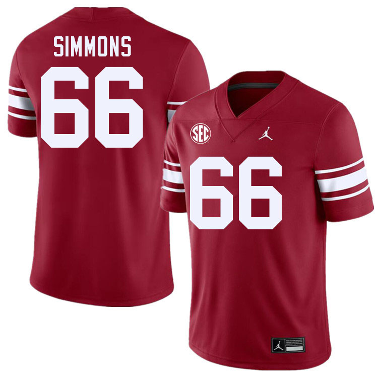 Oklahoma Sooners #66 Derek Simmons College Football Jersey Stitched-Throwback